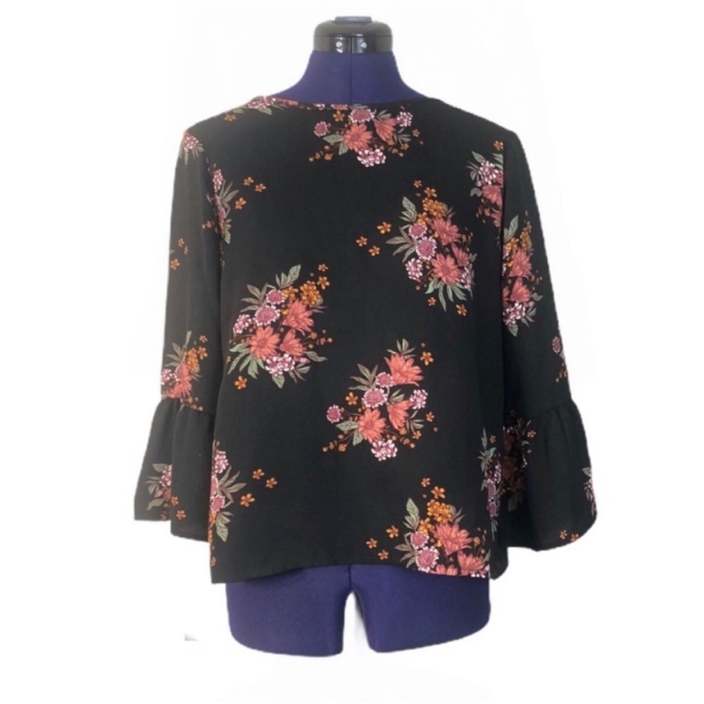 One Clothing Black Floral Long Sleeve Top